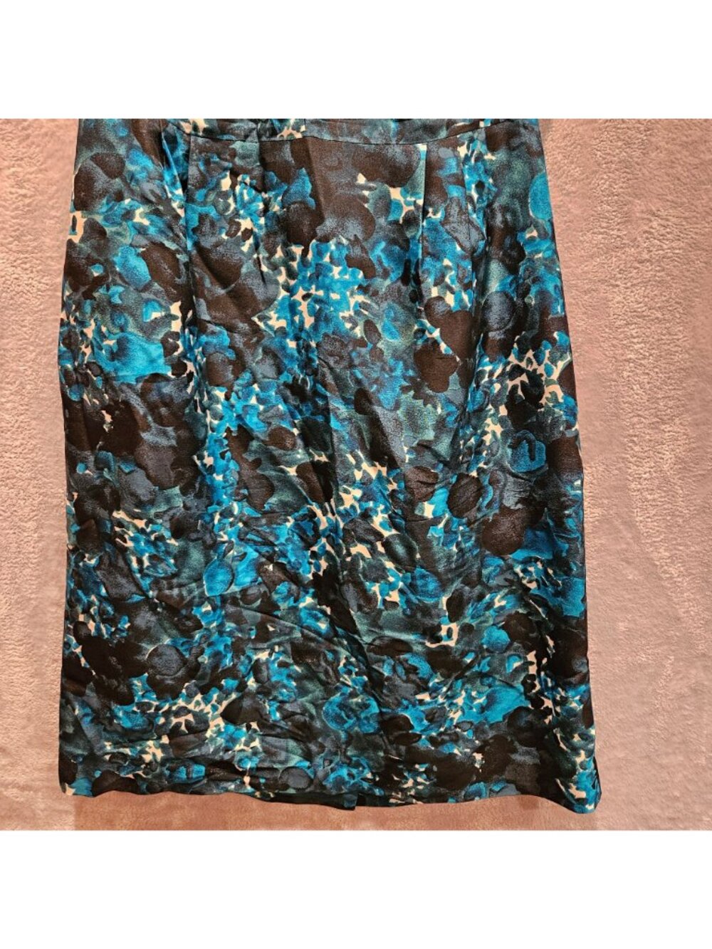 J. Crew 100% Silk Dress Womens 6 Blue Black White Abstract Print Pleated Pockets - Picture 11 of 13
